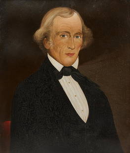 William Matthew Prior - Portrait of a Man: William Matthew Prior (1806 - 1873) - Portrait of a man. Oil on board. 1846. Information listed on back of the TLC. H 24-1/2" W 21-1/2". Sight: H 20-1/2" W 17-1/2". Condition: Minor imperfections. Lin