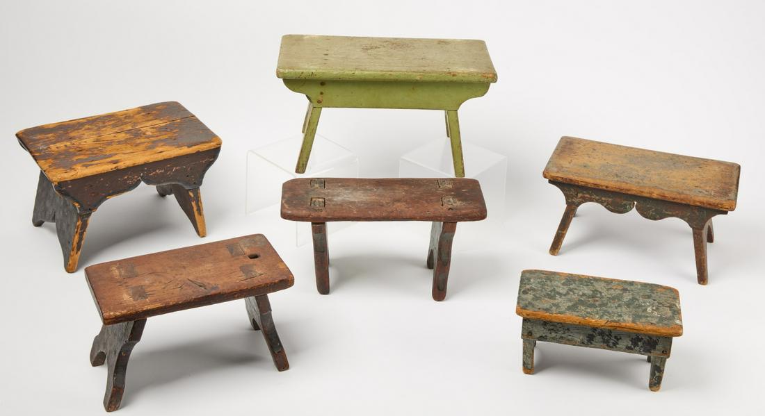 Six Wooden Foot Stools (1 of 3)