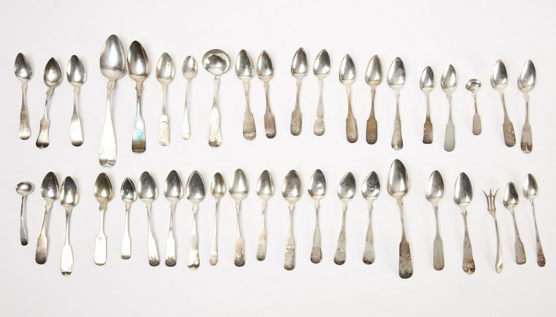 Lot of Early Silver Spoons and One Fork (1 of 6)