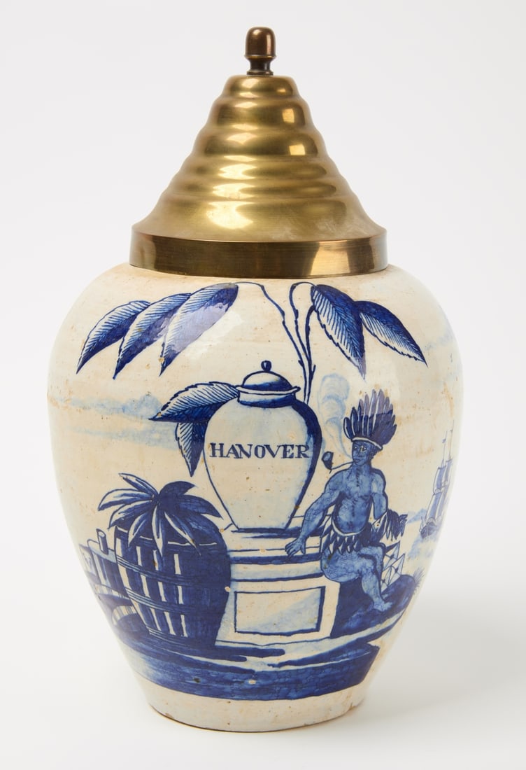 Delft Tobacco Jar with Native American (1 of 4)