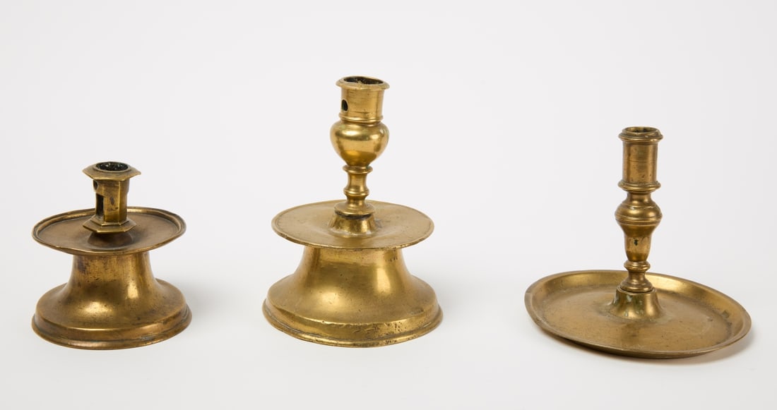 Three Early Brass Candlesticks (1 of 3)