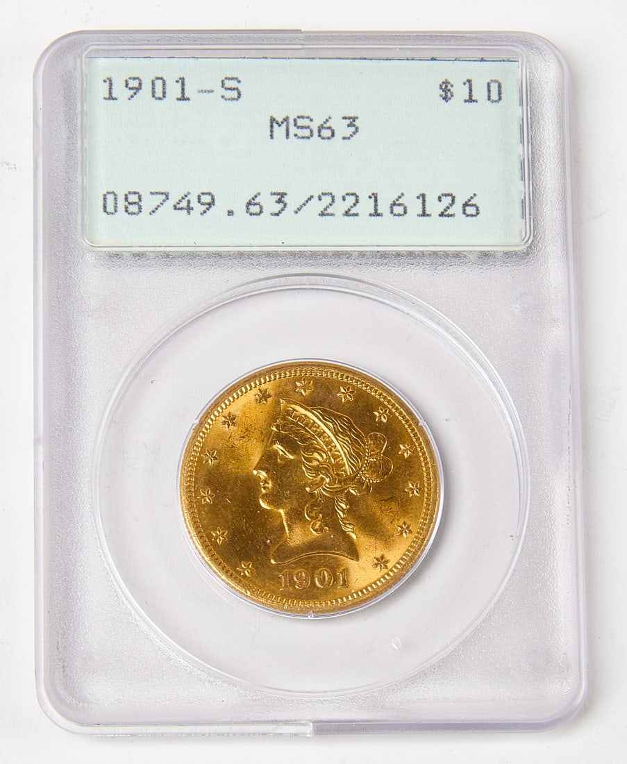 1901S U.S. Liberty Head Ten Dollar Gold Coin, Slab (1 of 2)