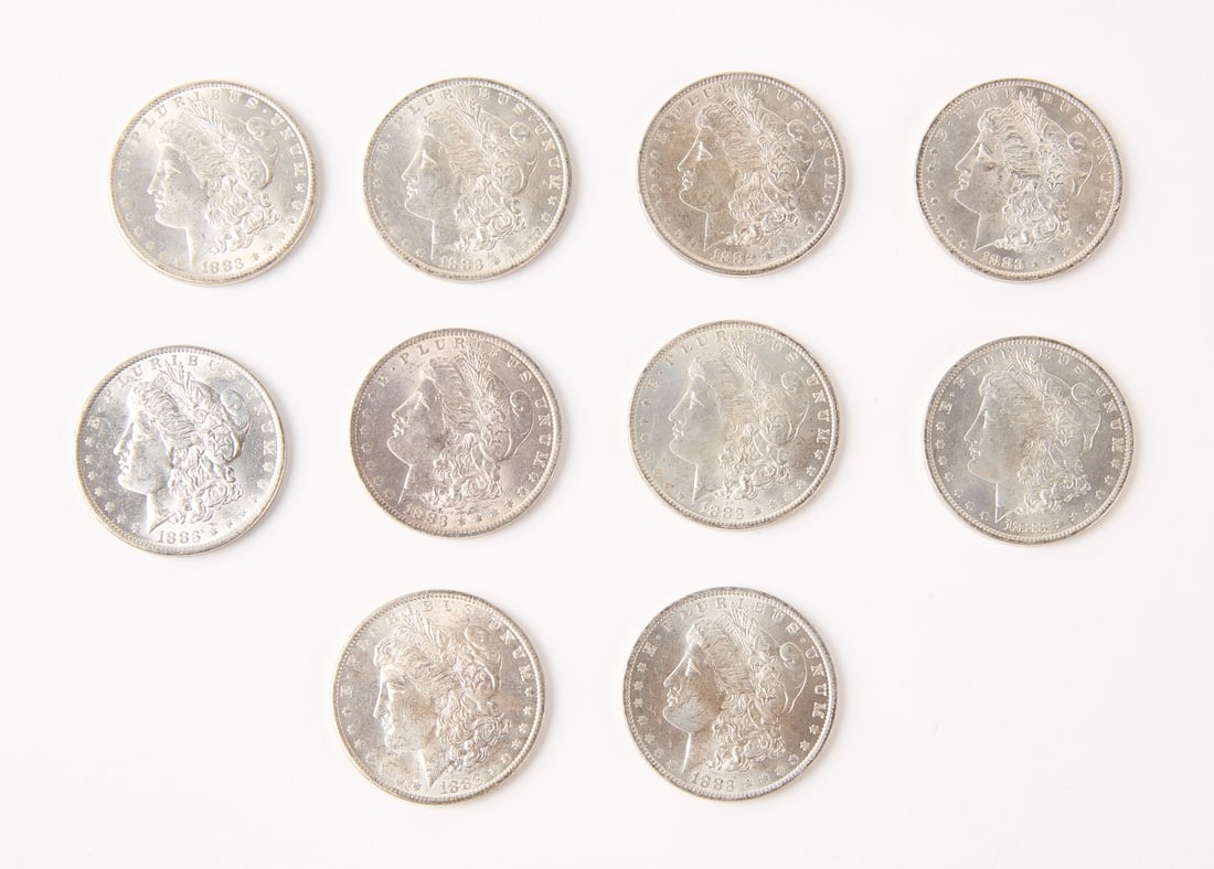 Ten 1883-O Silver Morgan Dollars (1 of 2)
