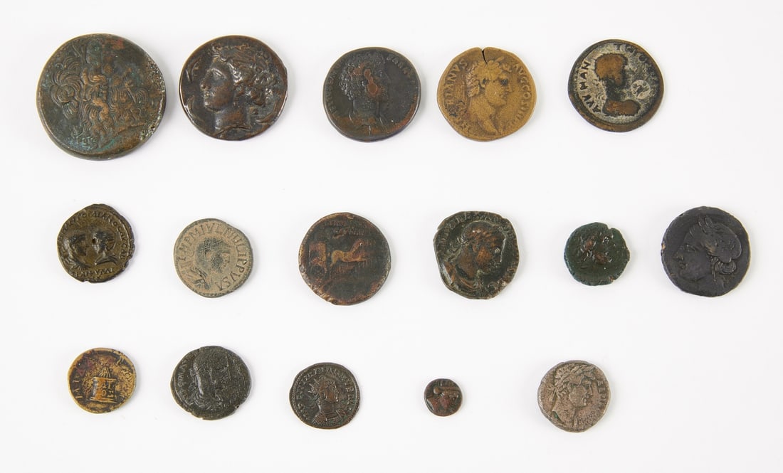 Sixteen Ancient Bronze/Copper Coins, Germanicus+ (1 of 2)