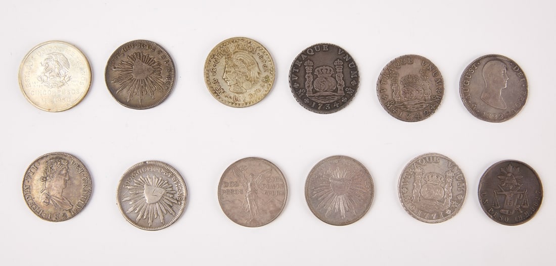 Twelve Mexican Silver Coins (1 of 2)