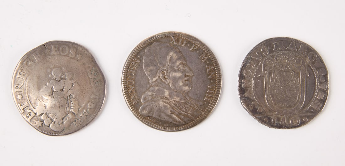 Three 17th Century Italian Silver Coins (1 of 2)