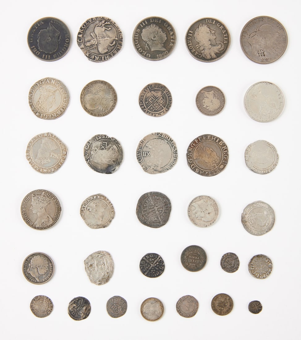 Thirty Three Early English Silver Coins (1 of 4)