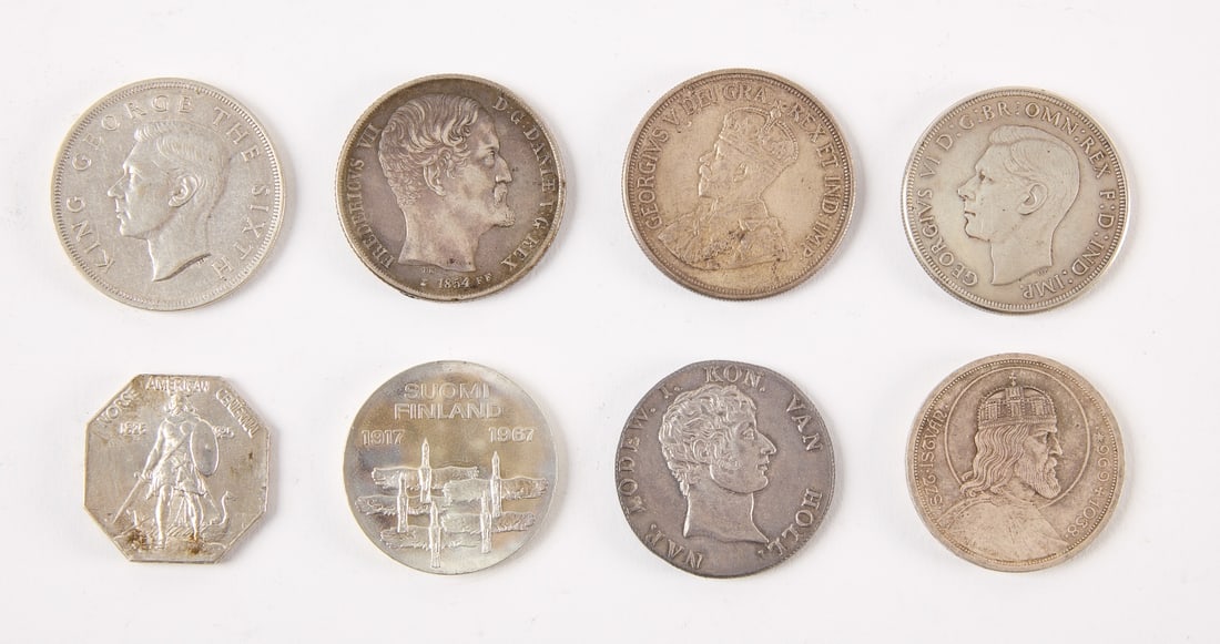 Eight Mixed World Silver Coins, New Zealand Crown (1 of 2)
