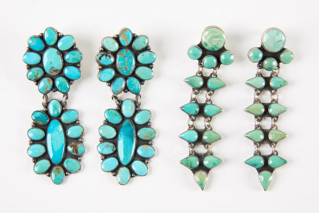 Two Pairs of Turquoise Navajo Earrings (1 of 2)