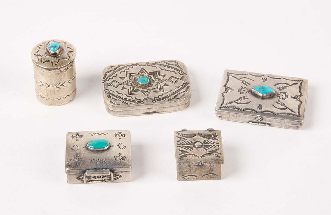 Five Small Silver Navajo Boxes (1 of 3)