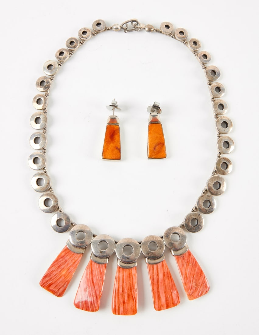 Peruvian Silver Necklace with Earrings (1 of 2)