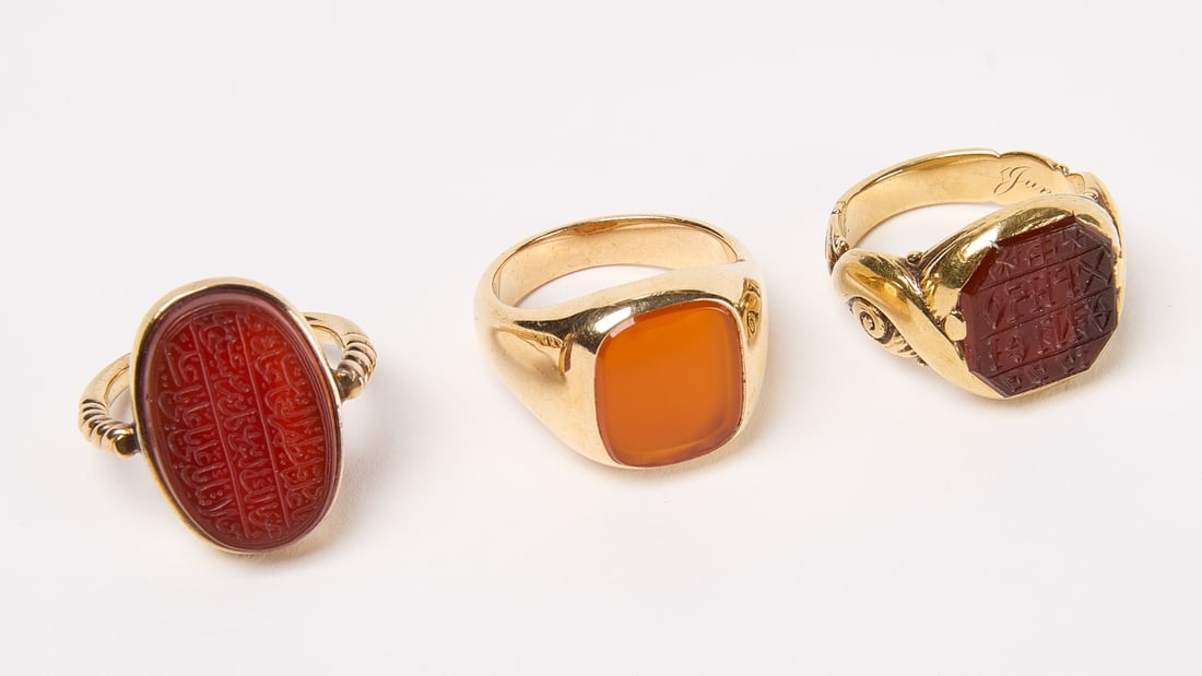 Three Carnelian Gold Men's Rings (1 of 3)