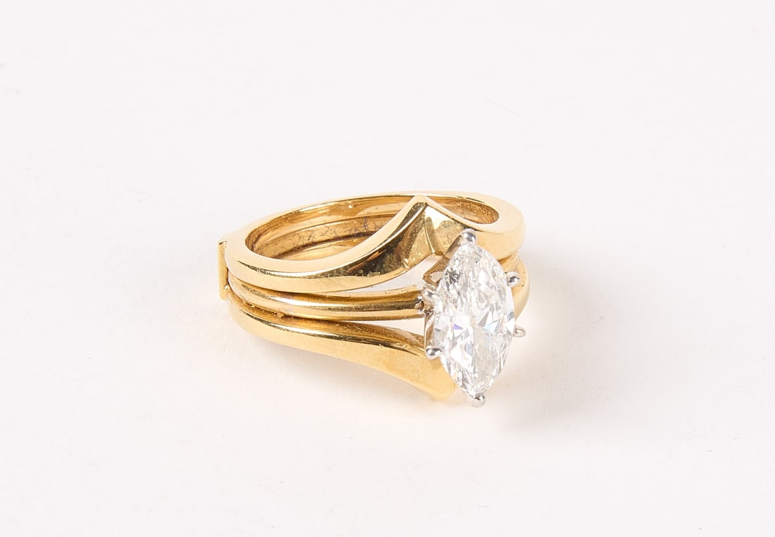 Marquise Cut Diamond 18K Gold Ring (1 of 4)