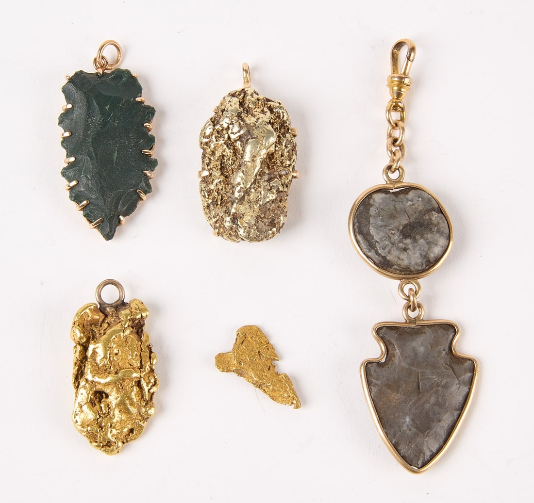 Five Gold Nugget and Stone Artifacts with Gold (1 of 2)