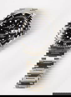 Rolex Submariner Superlative Watch: Rolex Submariner Superlative Watch. Rolex oyster perpetual date submariner superlative chronometer with black ground and white enameled round and triangular numerals. Oyster bracelet. Descriptions, we