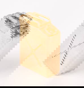 18K Gold Boucheron Jerkican Lighter: 18k gold Boucheron Jerkican lighter. French. H 13/16" W 7/16". 38.6 dwt. Descriptions, weights, sizes and conditions are our best judgement and do not represent a guarantee. All jewelry, coins and num