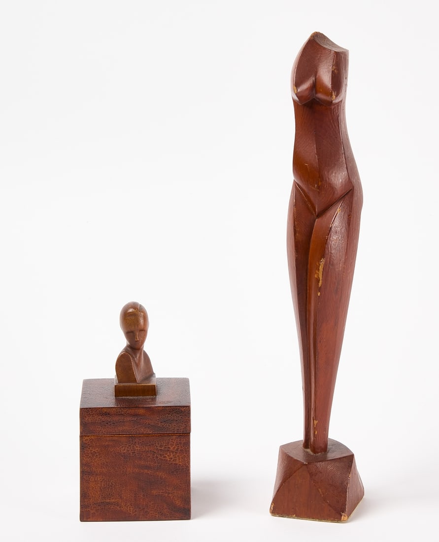 Carved Modernist Figure and Box (1 of 7)