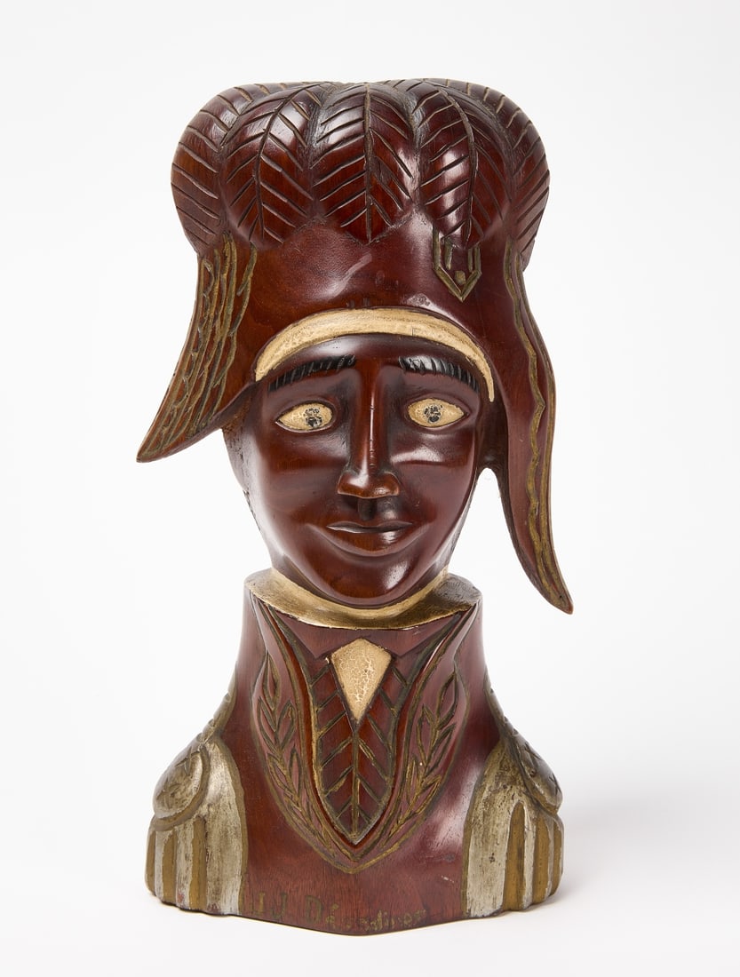Carved Bust of Colonial Soldier by Dabouze (1 of 7)
