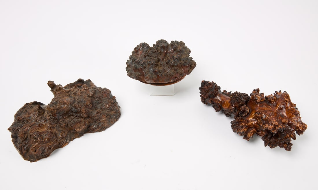 Two Burl Snuff Boxes w/ Burl Object (1 of 3)