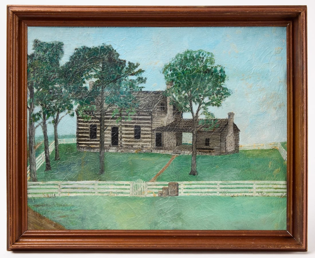 Folk Art Log Cabin Painting (1 of 1)