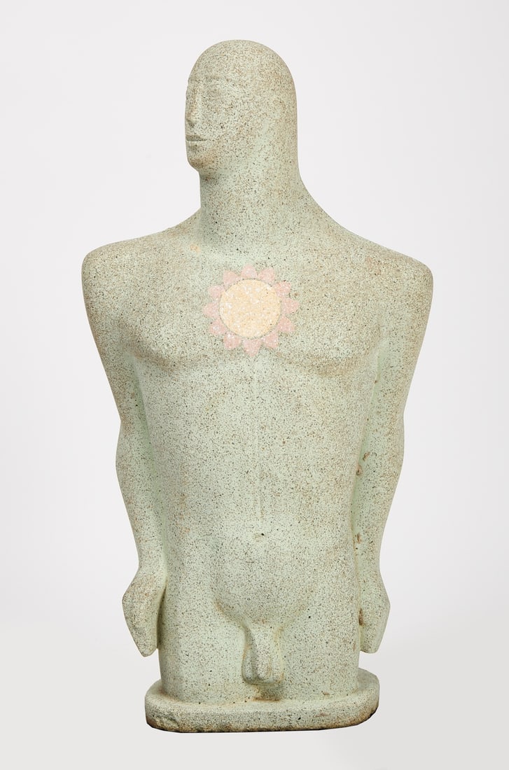 Male Figure Sculpture with Flower on Chest (1 of 6)