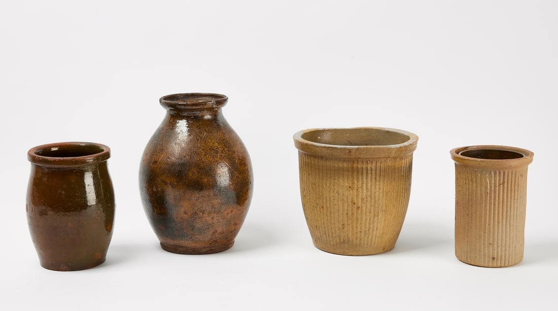 Four Redware and Stoneware Jars (1 of 3)