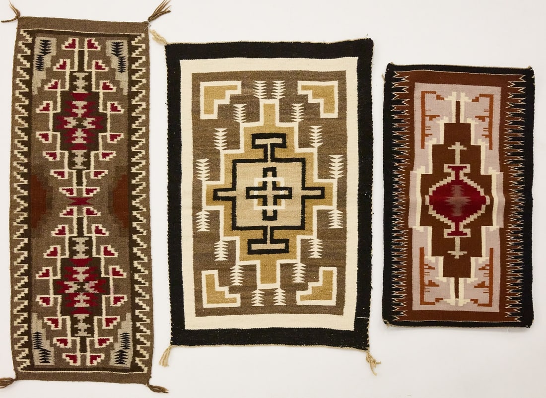 Three Small Navajo Rugs Auction