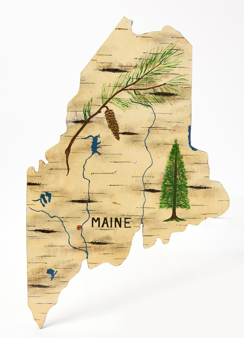 Lawrence Irving Carved and Painted Maine Backboard (1 of 2)