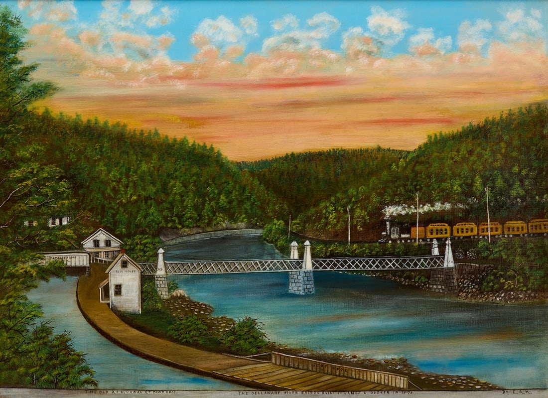 Folk Art Painting - Delaware River Bridge (1 of 8)