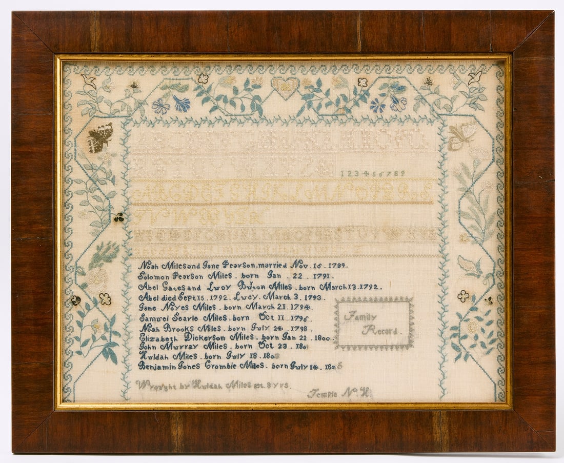 Needlework Sampler Huldah Miles 1811 Temple NH (1 of 2)