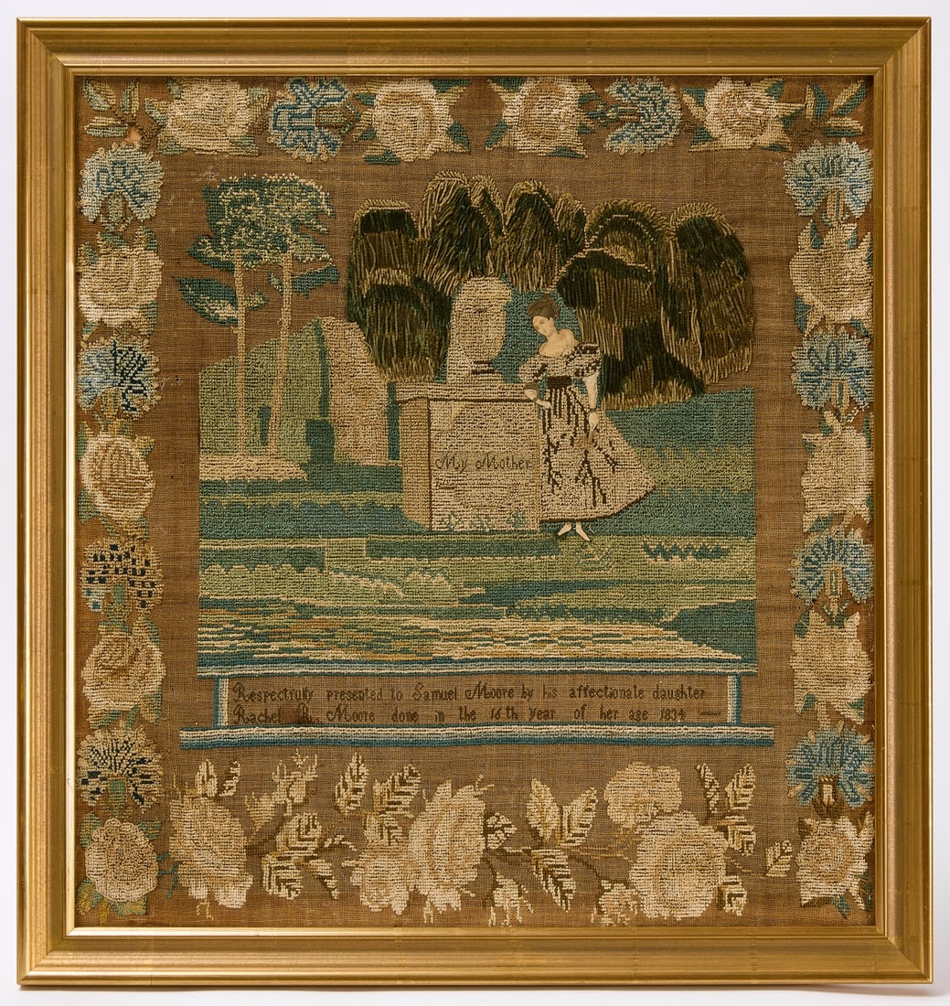 Needlework Sampler Rachel Moore Philadelphia 1834 (1 of 3)