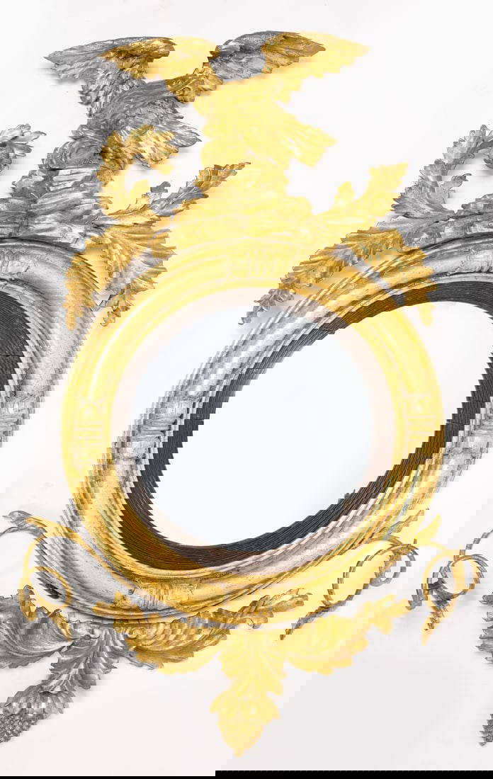 Gilded Round Mirror With Eagle Auction