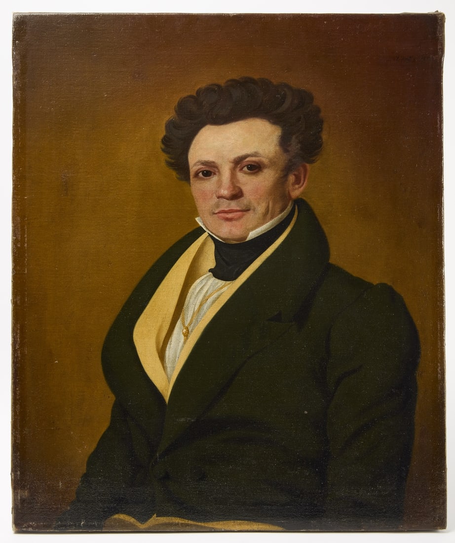 Thomas Sully (attributed) Portrait: Portrait of a gentleman. Attributed to Thomas Sully. Signed UR and dated 1867. Oil on canvas. H 30" W 25". Condition: Relined. Copy and paste link for high-res images: https://www.dropbox.com/scl/fo/l