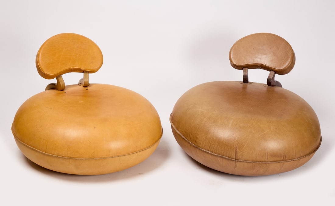 Pair Unusual MCM Leather Inflatable Chairs (1 of 4)