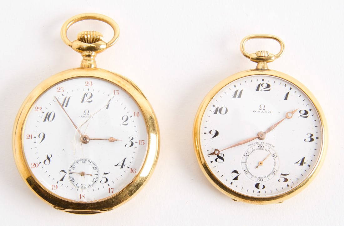 Two Omega Gold Pocket Watches Auction