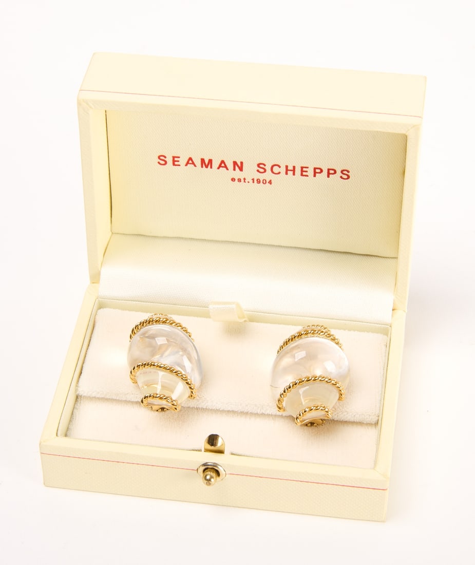 Pair of Seaman Schepps Crystal 18K Gold Earrings (1 of 3)