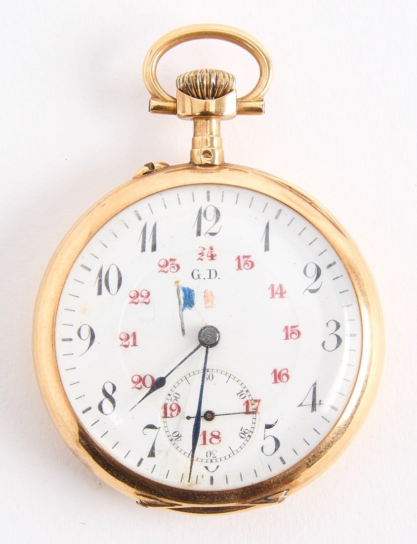 18 K G.D. with French Flag Gold Pocket Watch (1 of 3)