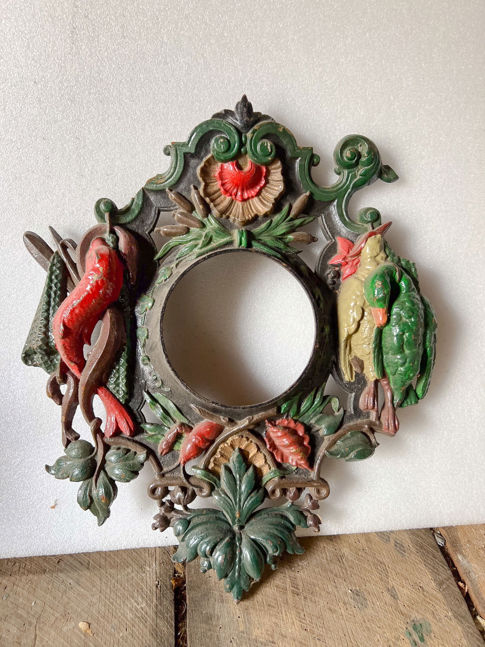English Enameled Cast Iron Wall Clock Frame (1 of 2)