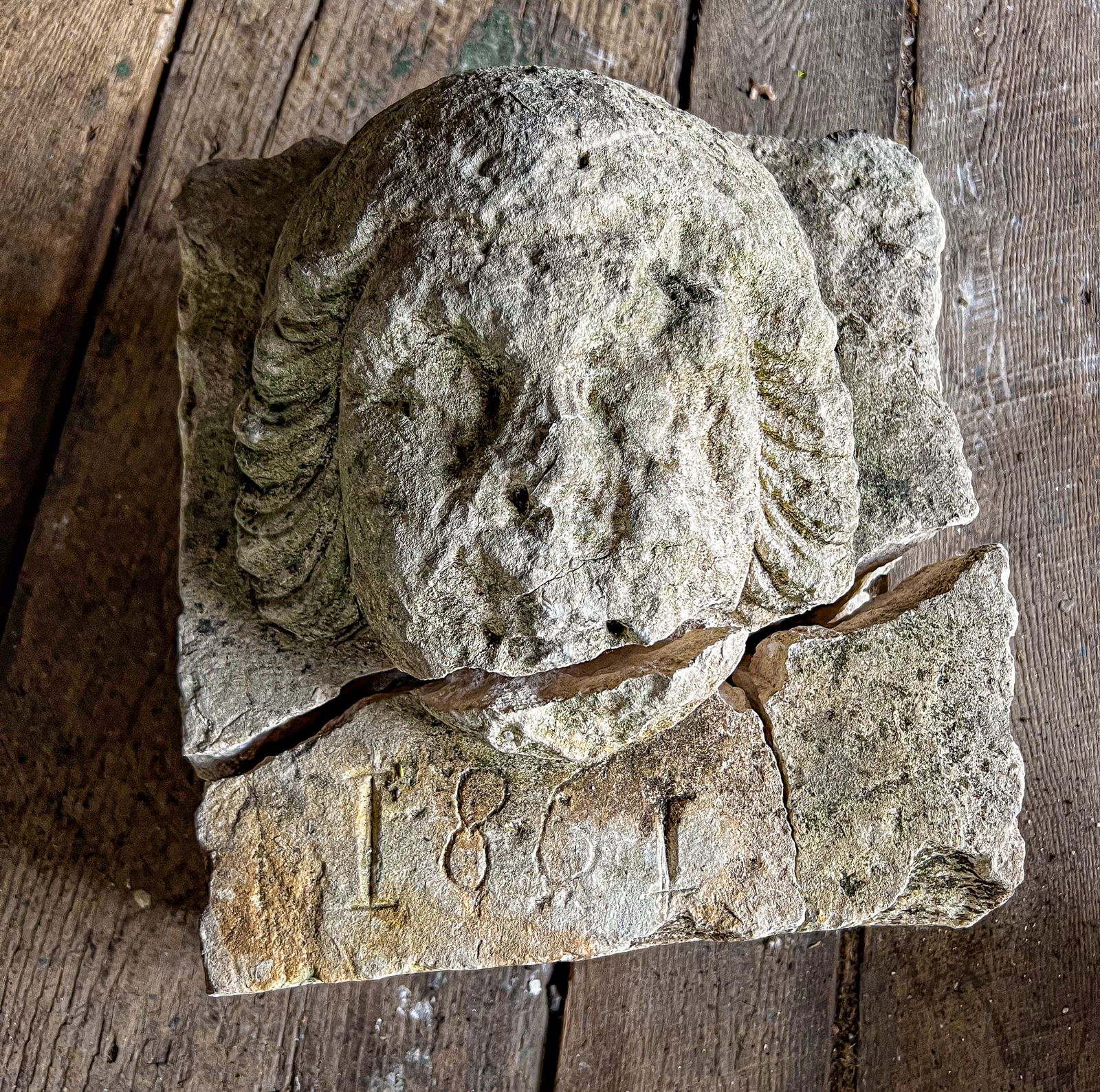 French Carved Limestone Head of a Cherub (1 of 1)