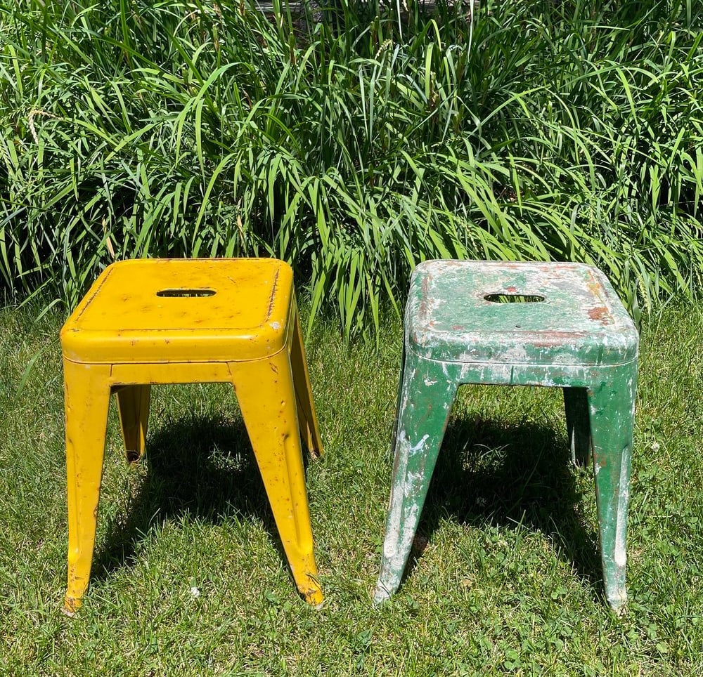 Two Authentic French Vintage "Tabouret H" Stools by Tolix. (1 of 1)
