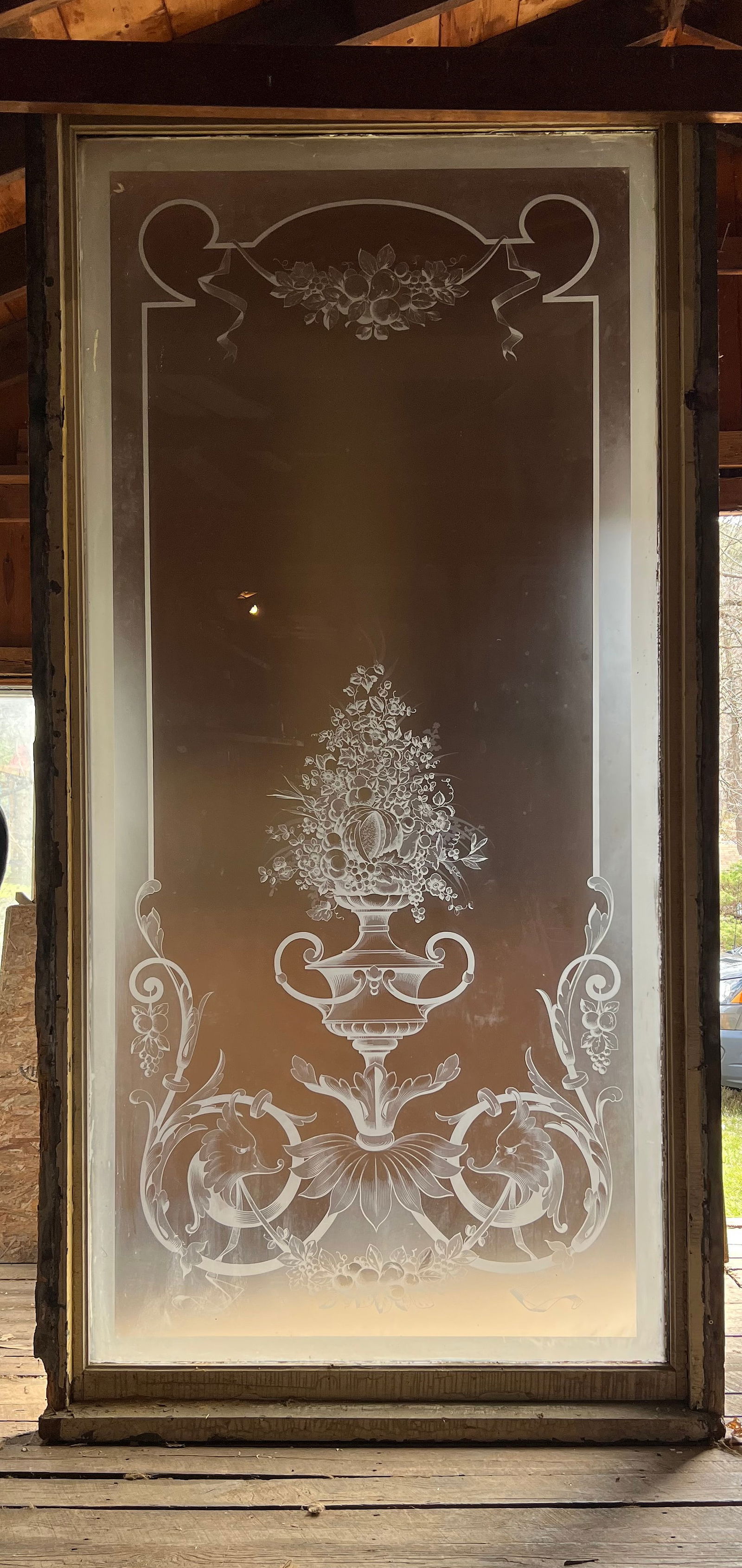 Monumental Beaux Arts Etched Glass Window (1 of 1)