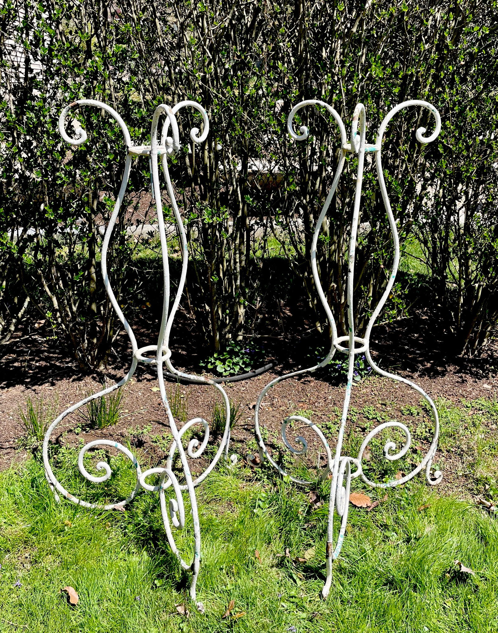 Pair Tall French 19th C Wrought Iron Plant Stands (1 of 2)