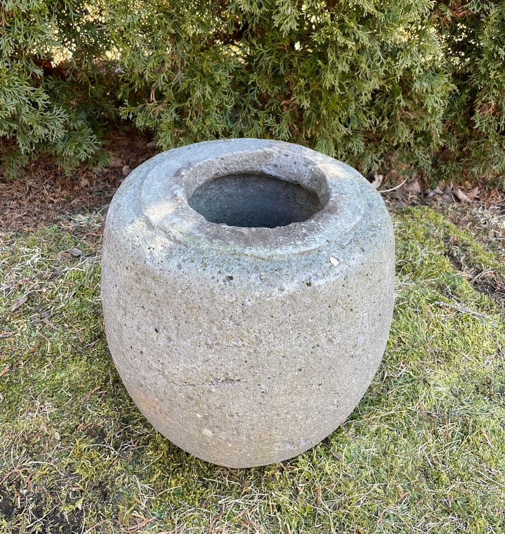 Carved Lava Stone Pot/Planter (1 of 2)