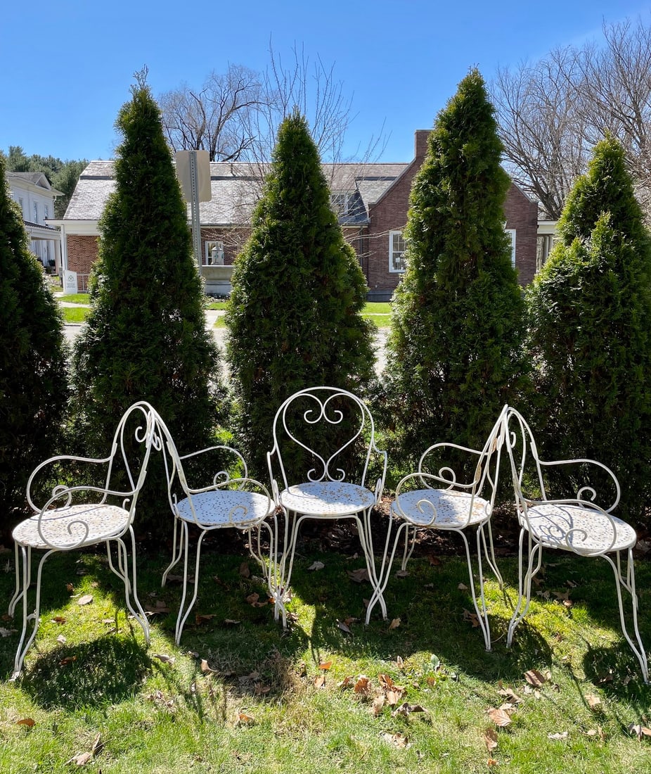 Set of Eight French Wrought Iron Garden Armchairs (1 of 2)