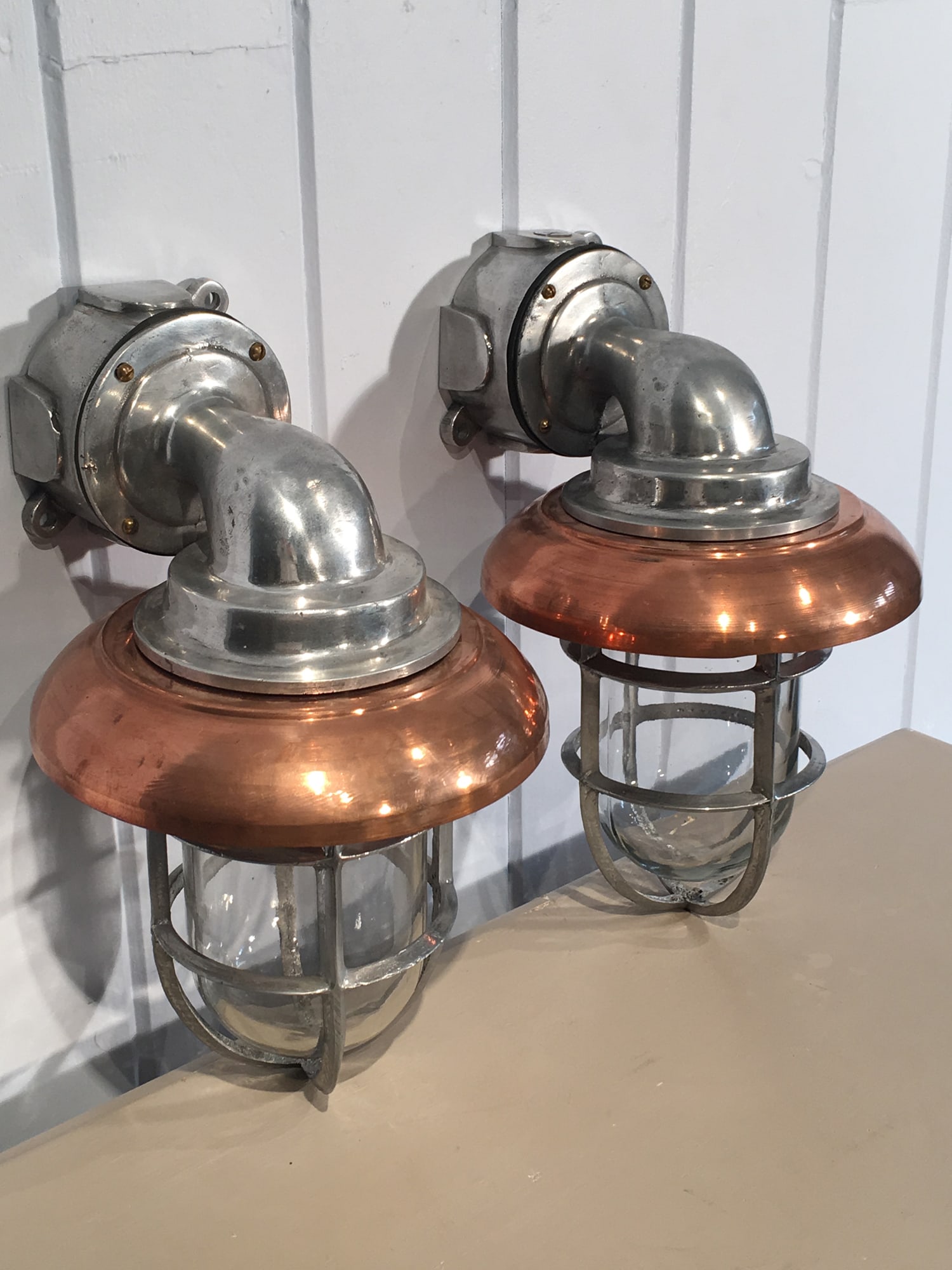 Pair of Polished Aluminum Ship's Bulkhead Lights (1 of 2)