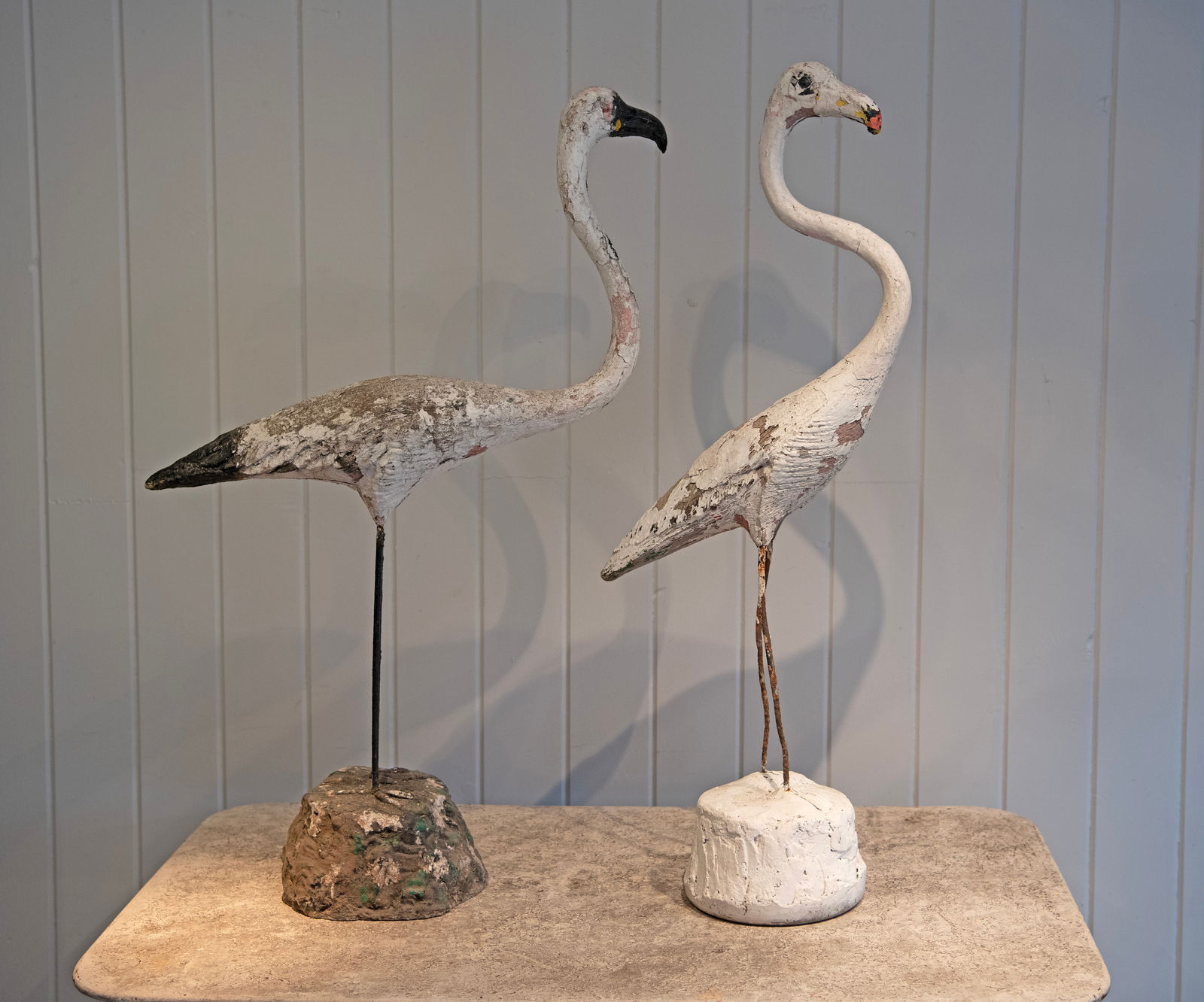 Cast Stone and Iron Flamingos (1 of 2)