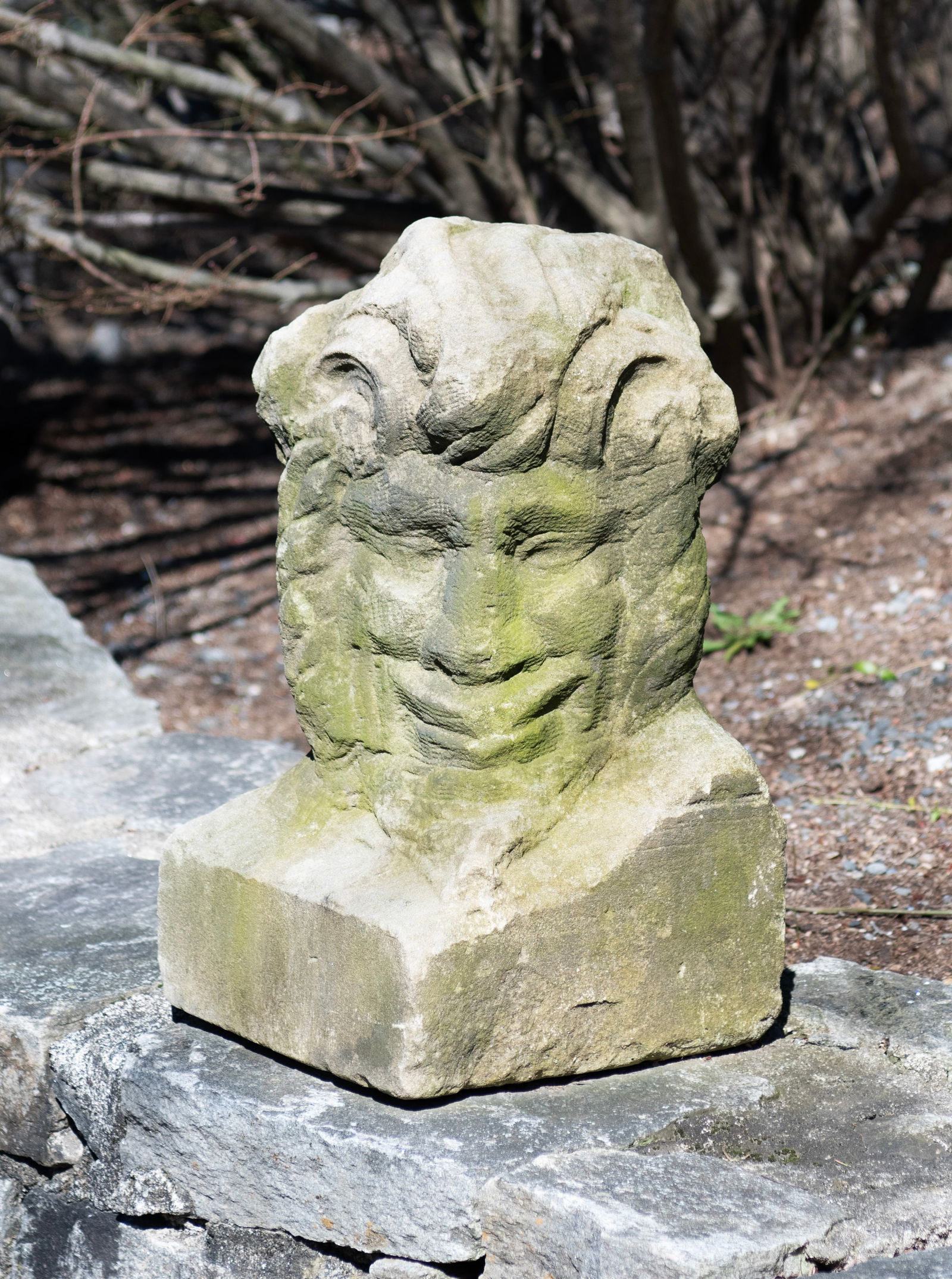 English 18th C Hand-Carved Bust of Cernunnos (1 of 2)