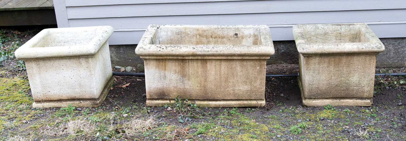 Set of Three French Cast Stone Planters Signed "La Vieille Jarre" (1 of 1)