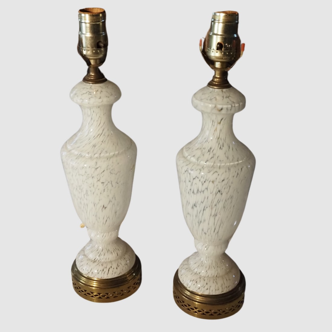 Pair of Murano Glass Lamps: Pair of Murano glass lamps. 20th century. H 16" D 4-1/4"