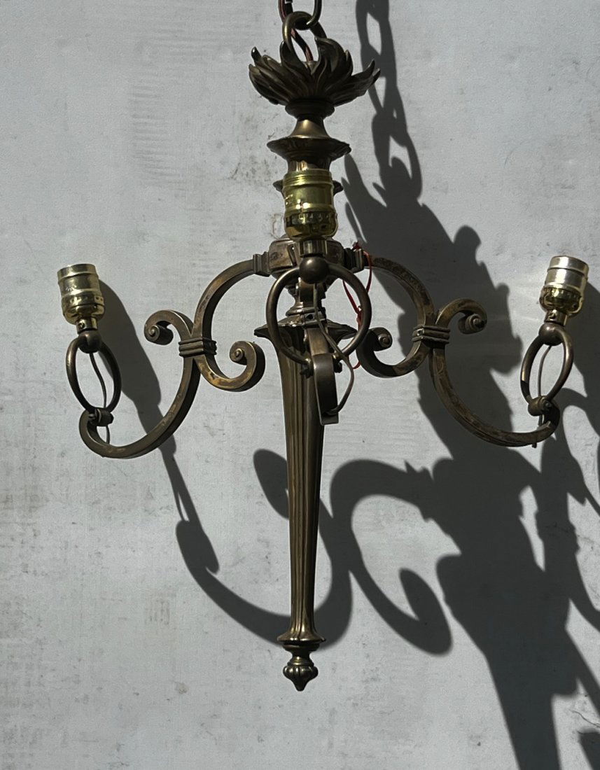 Brass Torch Form Chandlier (1 of 2)